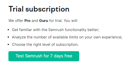 Try Semrush for Free