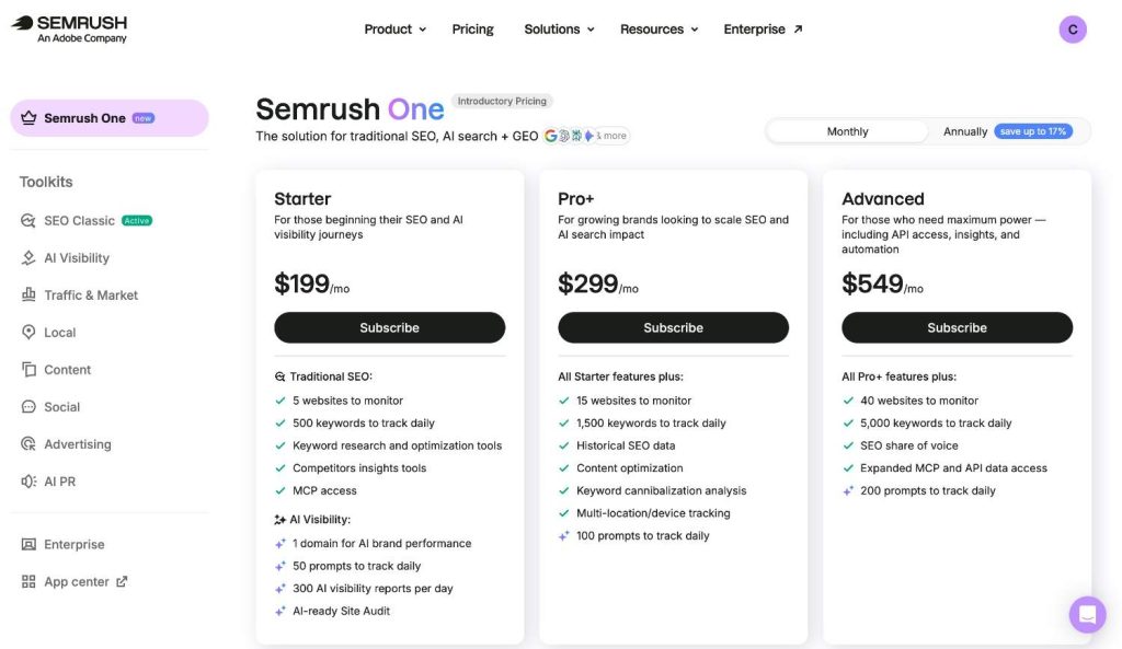 Semrush One Pricing Plans Semrush One Pricing Plans
